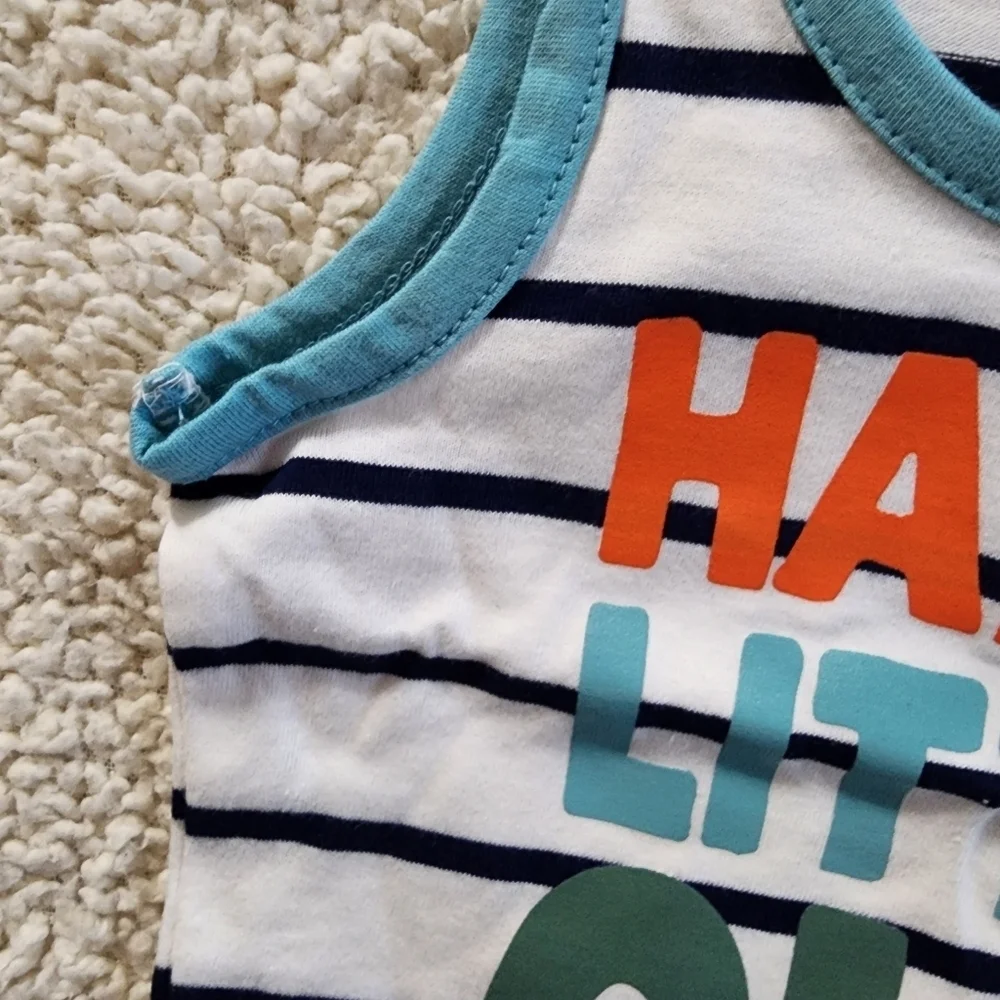 Carter's White Striped Tank and Navy Blue Shorts Set Size 3 Mo NWT